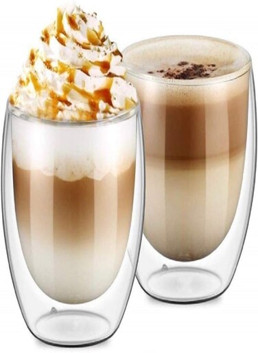 Double Wall Insulate Glass, 8.5Oz 250Ml Double Wall Coffee Glasses Insulated Double Layer Espresso Tea Cups 6Pcs