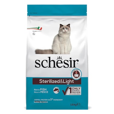 Schesir Cat Dry Food-Sterilized &amp; Light-Fish 1.5kg