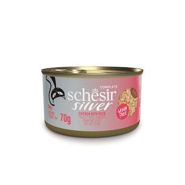 Schesir Silver Mousse &amp; Fillets Senior Cat Wholefood - Chicken With Duck 70g Pack  of  12