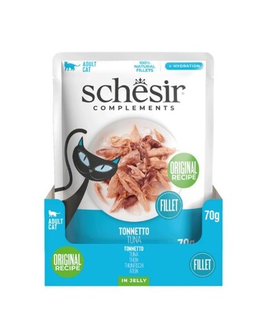 Schesir Complementary Cat Wet Food in Jelly Pouch &ndash; Tuna 70g (6 Pouches)