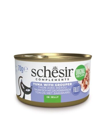 Schesir Complementary Cat Wet Food in Jelly &ndash; Tuna with Grouper 70g (6 Cans)