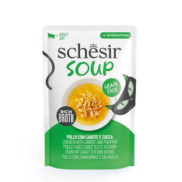 Schesir Cat Wet Food In Soup Chicken with Carrots And Pumpkin - 40g
