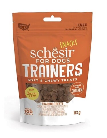 Schesir Dog Snacks Trainers Soft &amp; Chewy Chicken 113g   Low-Calorie Training Treats
