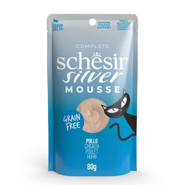 Schesir Silver Mousse Senior Cat - Chicken 80g Pack  of  12