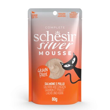 Schesir Silver Mousse Senior Cat - Salmon And Chicken 80g Pack  of  12
