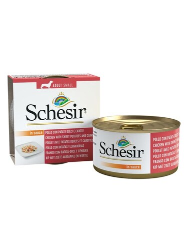 Schesir Dog Wet Food Chicken with Potatoes &amp; Carrots 85g &ndash; 7 Pack   Natural &amp; Hand-Steamed