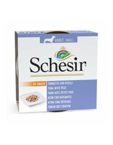Schesir Dog Wet Food Tuna &amp; Peas 85g &ndash; 7 Pack   Natural &amp; Hand-Steamed