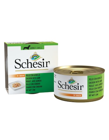 Schesir Dog Wet Food Chicken &amp; Lamb 85g &ndash; 7 Pack   Natural &amp; Hand-Steamed