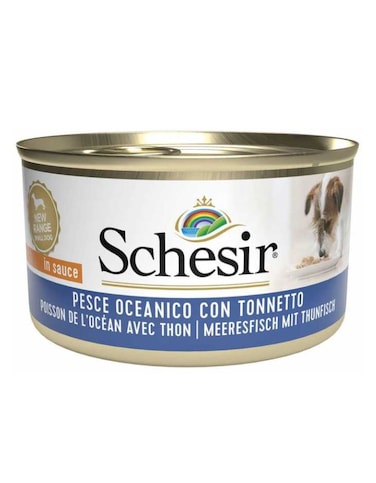 Schesir Dog Wet Food Ocean Fish &amp; Tuna 85g &ndash; 7 Pack   Natural &amp; Hand-Steamed