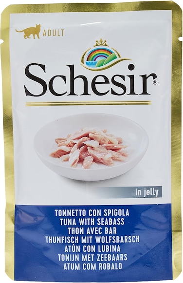 Schesir Cat Pouch Jelly Tuna with Seabass 85g Pack  of  12