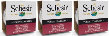 Pack of 3 Schesir Cat Wet Food-Tuna With Dentex- 85g