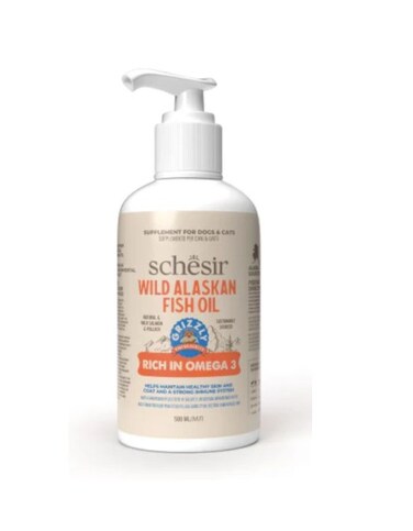 Schesir Grizzly Wild Alaskan Fish Oil Omega Plus 500ml   Omega 3 Supplement for Dogs &amp; Cats