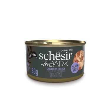Schesir After Dark Wholefood In Broth For Cat - Chicken With Duck - 80g Pack  of  12