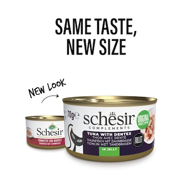 Schesir Complements Cat Wet Food in Jelly Can- Tuna With Dentex ( 12 x 70g )