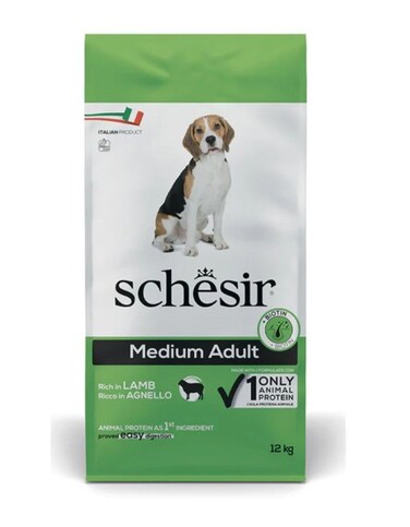 Schesir Dog Dry Food Medium Adult Lamb 12kg   Single Protein, Skin &amp; Coat Care