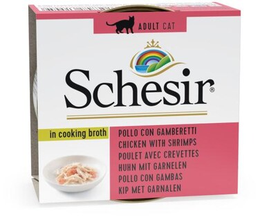 Schesir Cat Can Broth-Wet Food Chicken With Shrimps 70g