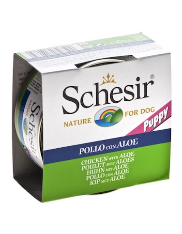 Schesir Puppy Wet Food Chicken Fillets &amp; Aloe 150g   Natural &amp; Hand-Steamed