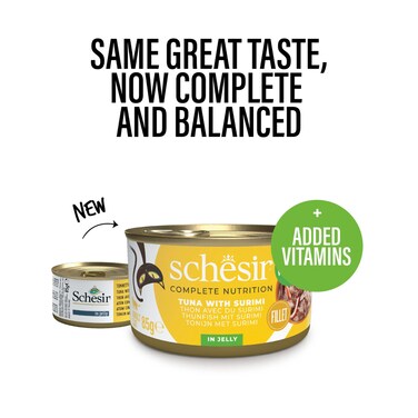 Schesir Complete &amp; Balanced Nutrition Wet Cat Food in Jelly Can- Tuna With Surimi  ( 12 x 85g )