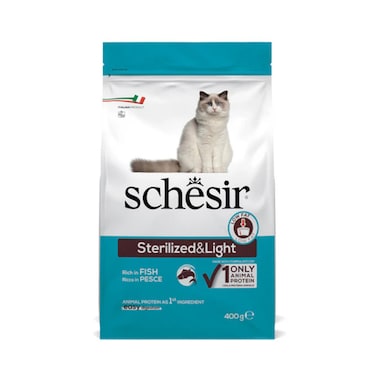 Schesir Cat Dry Food-Sterilized &amp; Light-Fish 400g