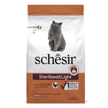 Schesir Cat Dry Food-Sterilized &amp; Light-Chicken 1.5kg