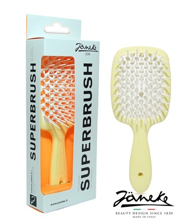 فرشاة جانيكي سوبر براش ذات فتحات تهوية كبيرة، أصفر-أبيض