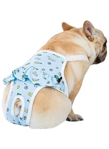 Dog cotton sanitary underwear with adjustable shoulder straps, physiological pants, pet underwear, diaper jumpsuit, suitable for girls dogs (Blue, M)