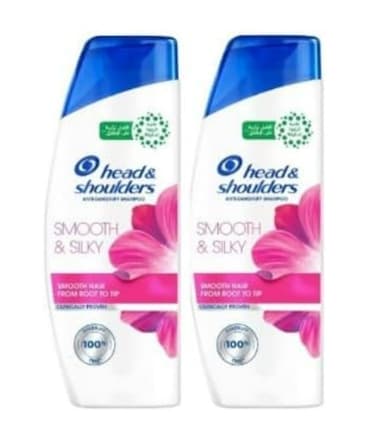 Head &amp; shoulders Smooth &amp; Silky Anti-Dandruff Shampoo, Smooth Hair from Root to Tip, 375ml, 2 Pack