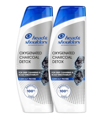 Head &amp; Shoulders Oxygenated Charcoal Detox Anti-Dandruff Shampoo, Deep Cleansing, 375 ml, 2 Pack
