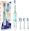 SEAGO Kids Electric Toothbrush with 2 Mins Brushing Timer and 4 Replacement Bursh Heads, Rainbow LED Light Make Brushing Fun, Green Color Boys Battery Powerd Toothbrush for 4-12 Years Old，SG-977
