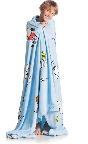 Kanguru Plaid Snoopy Blanket, Super Soft, Cozy, Fluffy, Warm, Throw Fleece Blanket Microfiber For Sofa, Bedroom, Couch, Travel, Kids, Colour Blue, Size 130 X 170cm 1123