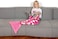 Kanguru Sirena Tail, Soft, Cozy, Fluffy, Warm, Microfiber Fleece Blanket For Children (4-12 Years), Color, One Size 50 X 135 Cm, Polyester, Mermaid Pink Kids, 142cm