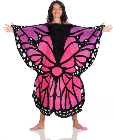 Kanguru Butterfly, Super Soft, Cozy, Fluffy, Warm, Fleece Wearable Blanket Microfiber, Adult Size, Polyester, Pink, Blue, Black, 120 X 120, 1234