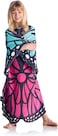 Kanguru Butterfly Wearable Kids, Super Soft, Cozy, Fluffy, Warm, Fleece Blanket Microfiber, Color, Red, Purple, Children 5-12 Years Size 90 X 120cm, Polyester, Pink, Blue, Black, Taglia Unica Bambini