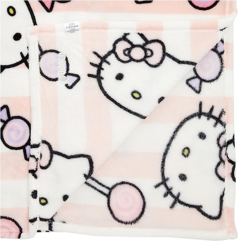 Kanguru Plaid Hello Kitty, Super Soft, Cozy, Fluffy, Warm, Throw Fleece Blanket Microfiber For Sofa, Bedroom, Couch, Travel, Kids, Colour Blue, Size 130 X 170cm, Polyester, Multicolour