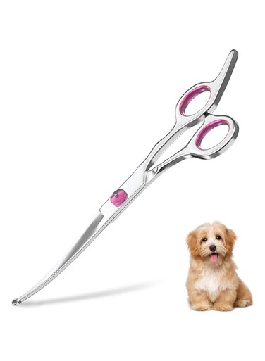 MAYZHOU Curved Dog Grooming Scissors with Safety Round Tips, Light Weight Professional Pet Grooming Shears Stainless Steel for Long Short Hair for Dog Cat Pet