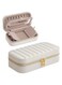 Travel Jewelry Case, Small Jewelry Box Organizer with Mirror, 4.1 x 8 x 2.4 Inches, PU Surface with Stitching, Portable, Christmas Gift, Cloud White