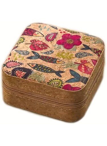 Vintage Floral Travel Jewellery Case, PU Leather Mini Organiser with Zipper, Portable Tabletop Accessory Storage (Style A)
