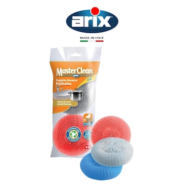 Arix Master Clean Polypropylene Net Sponge Round 2pcs &ndash; Non-Scratch, Durable &amp; Rust-Proof