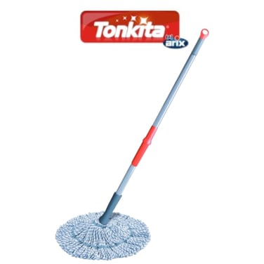Tonkita Microfibre Wring Mop XL &ndash; Built-In Wringing System with Non-Scratch Buffer for Effortless Cleaning