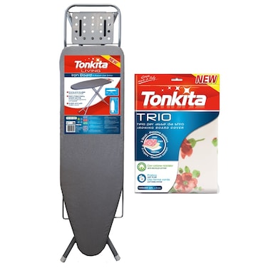 Tonkita Iron Board 90x30x77cm with Free Iron Cover &ndash; Adjustable Height, Space-Saving Design &amp; Non-Slip Rubber Feet