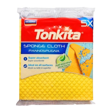 Tonkita Cellulose Sponge Cloth 5-pcs &ndash; Super Absorbent Plant-Based Cleaning Cloths