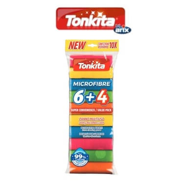 Tonkita Utility Microfibre Cloth 6+4 pcs Value Pack, 10 pcs &ndash; Antibacterial and Multi-Purpose Cleaning Cloths