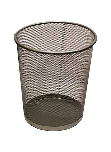 Metal Waste Paper Bin Silver