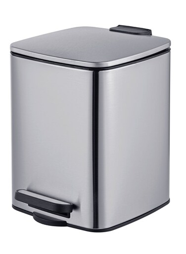 East 6L Stainless Steel Squared Trash Can with Soft Close Lid and Inner Bucket-Resistant Surface for Kitchen, Bathroom, Silver, 23.5 x 19.5 x 25.5 cm