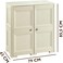 Tontarelli Omnimodus Outdoor &amp; Indoor Storage Cabinet, 4-Compartment, Polypropylene Cupboard with Doors, Imitation Wood Finish, Heavy Duty Utility Organizer, Cream - TRL-8085549210