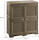 Tontarelli Omnimodus Outdoor &amp; Indoor Storage Cabinet, 4-Compartment, Polypropylene Cupboard with Doors, Imitation Wood Finish, Heavy Duty Utility Organizer, Chocolate - TRL-8085549909