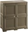 Tontarelli Omnimodus Outdoor &amp; Indoor Storage Cabinet, 4-Compartment, Polypropylene Cupboard with Doors, Imitation Wood Finish, Heavy Duty Utility Organizer, Chocolate - TRL-8085549909