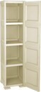 Tontarelli Omnimodus Column Cabinet with Full Door, 4-Compartment, Plastic Storage Cupboard for Indoor &amp; Outdoor Use, Weather &amp; UV Resistant, Wood-Effect Finish, Cream, TRL-8085568210