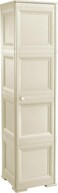 Tontarelli Omnimodus Column Cabinet with Full Door, 4-Compartment, Plastic Storage Cupboard for Indoor &amp; Outdoor Use, Weather &amp; UV Resistant, Wood-Effect Finish, Cream, TRL-8085568210
