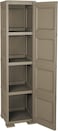 Tontarelli Omnimodus Column Cabinet with Full Door, 4-Compartment, Plastic Storage Cupboard for Indoor &amp; Outdoor Use, Weather &amp; UV Resistant, Wood-Effect Finish, Taupe, TRL-8085568210